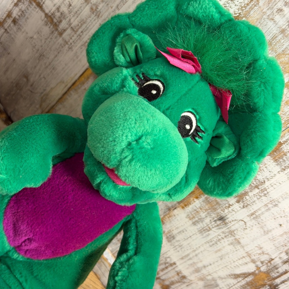 Vintage Barney and Friends Baby Bop Green Dinosaur Plush Stuffed Animal Toy